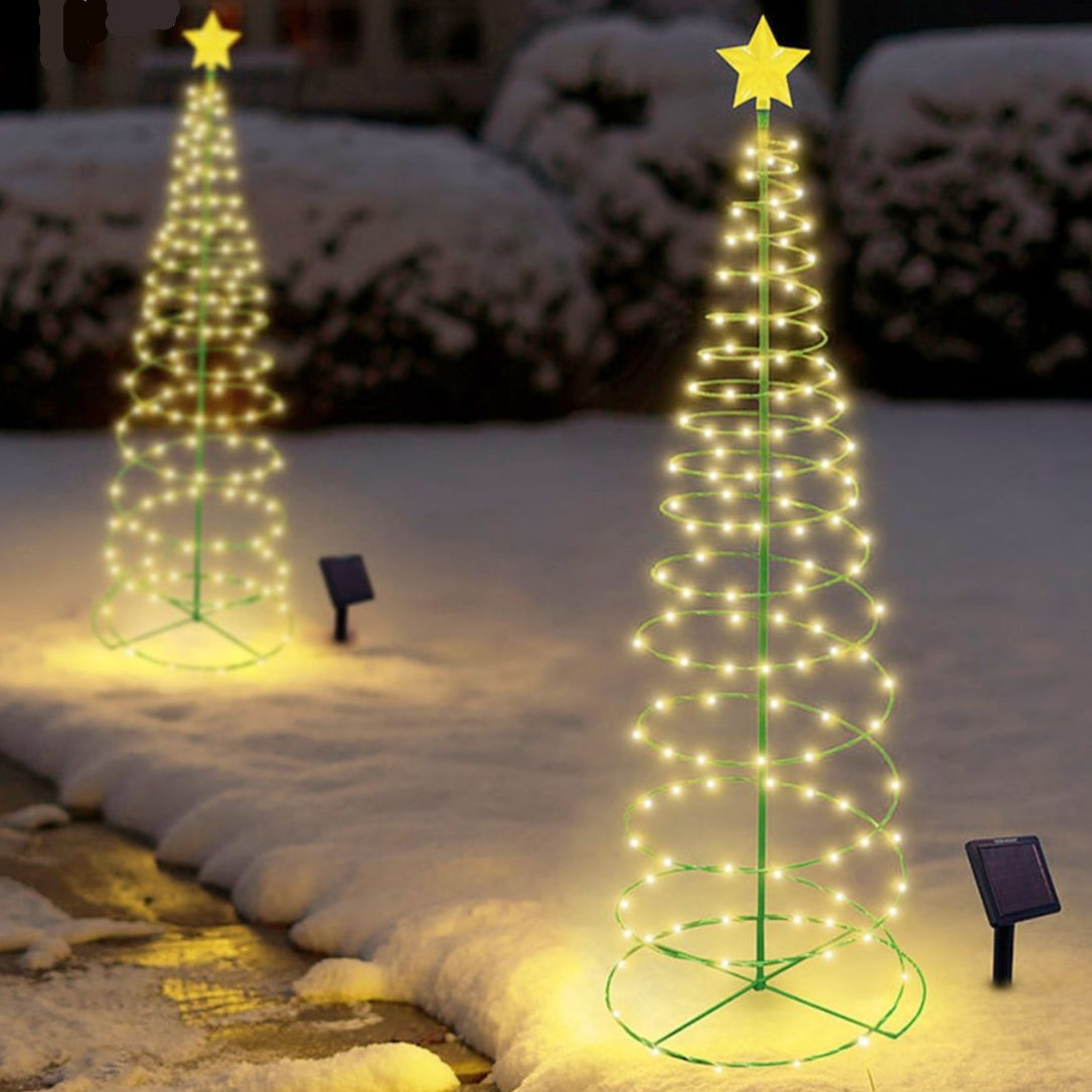 Skanto | SolarGlow Albero di Natale – Illuminazione LED wireless da esterno alimentata da energia solare