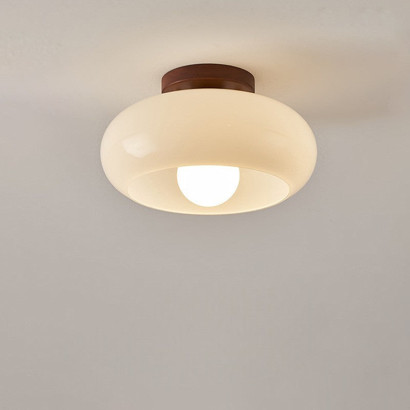 Lampada da Soffitto LED Bauhaus Crema con Paralume in Vetro per Soggiorno e Camera da Letto - Design Moderno, Luce Morbida