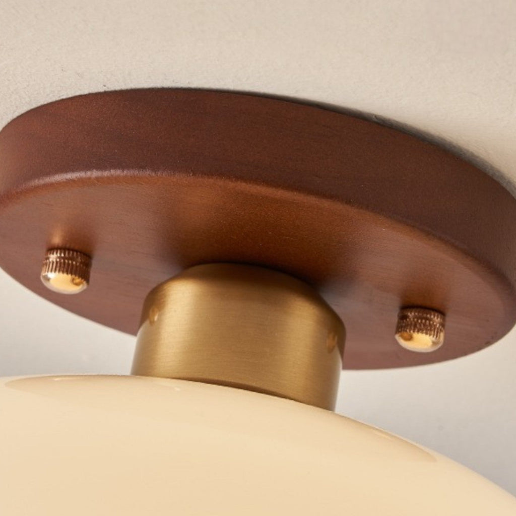 Lampada da Soffitto LED Bauhaus Crema con Paralume in Vetro per Soggiorno e Camera da Letto - Design Moderno, Luce Morbida