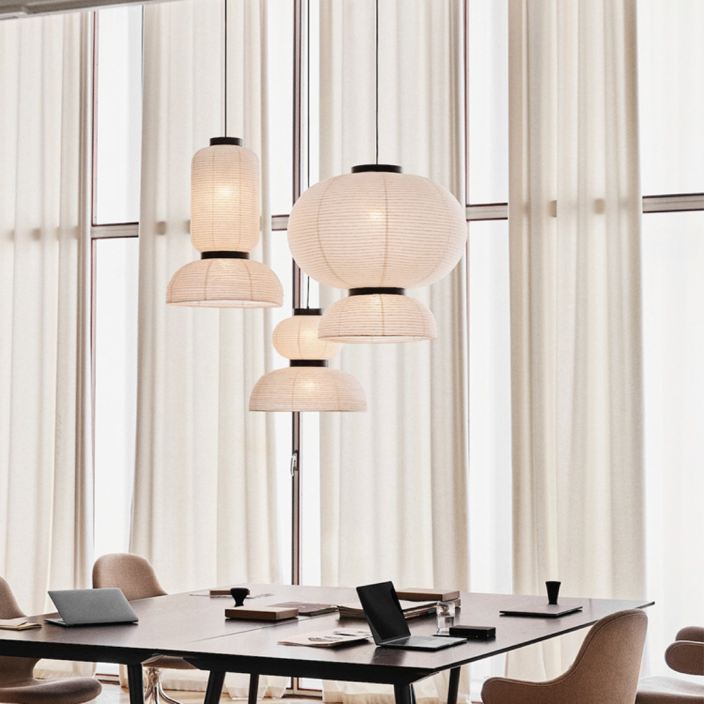Lampada a Sospensione Wabi Sabi per Soggiorno con Altezza Regolabile – Metallica e Tessile, Illuminazione Ideale per il Tavolo