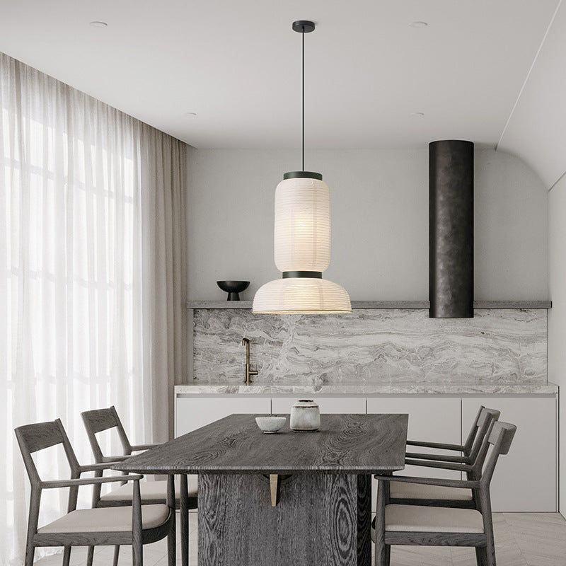 Lampada a Sospensione Wabi Sabi per Soggiorno con Altezza Regolabile – Metallica e Tessile, Illuminazione Ideale per il Tavolo