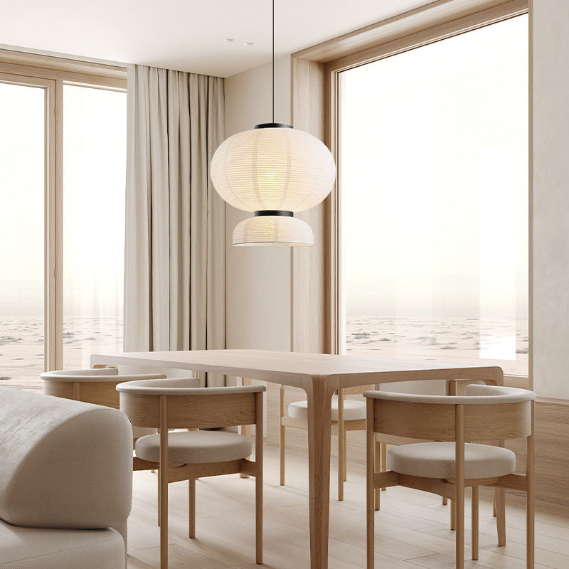 Lampada a Sospensione Wabi Sabi per Soggiorno con Altezza Regolabile – Metallica e Tessile, Illuminazione Ideale per il Tavolo