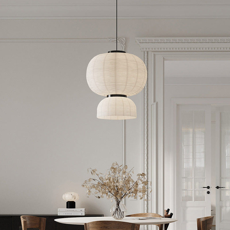 Lampada a Sospensione Wabi Sabi per Soggiorno con Altezza Regolabile – Metallica e Tessile, Illuminazione Ideale per il Tavolo
