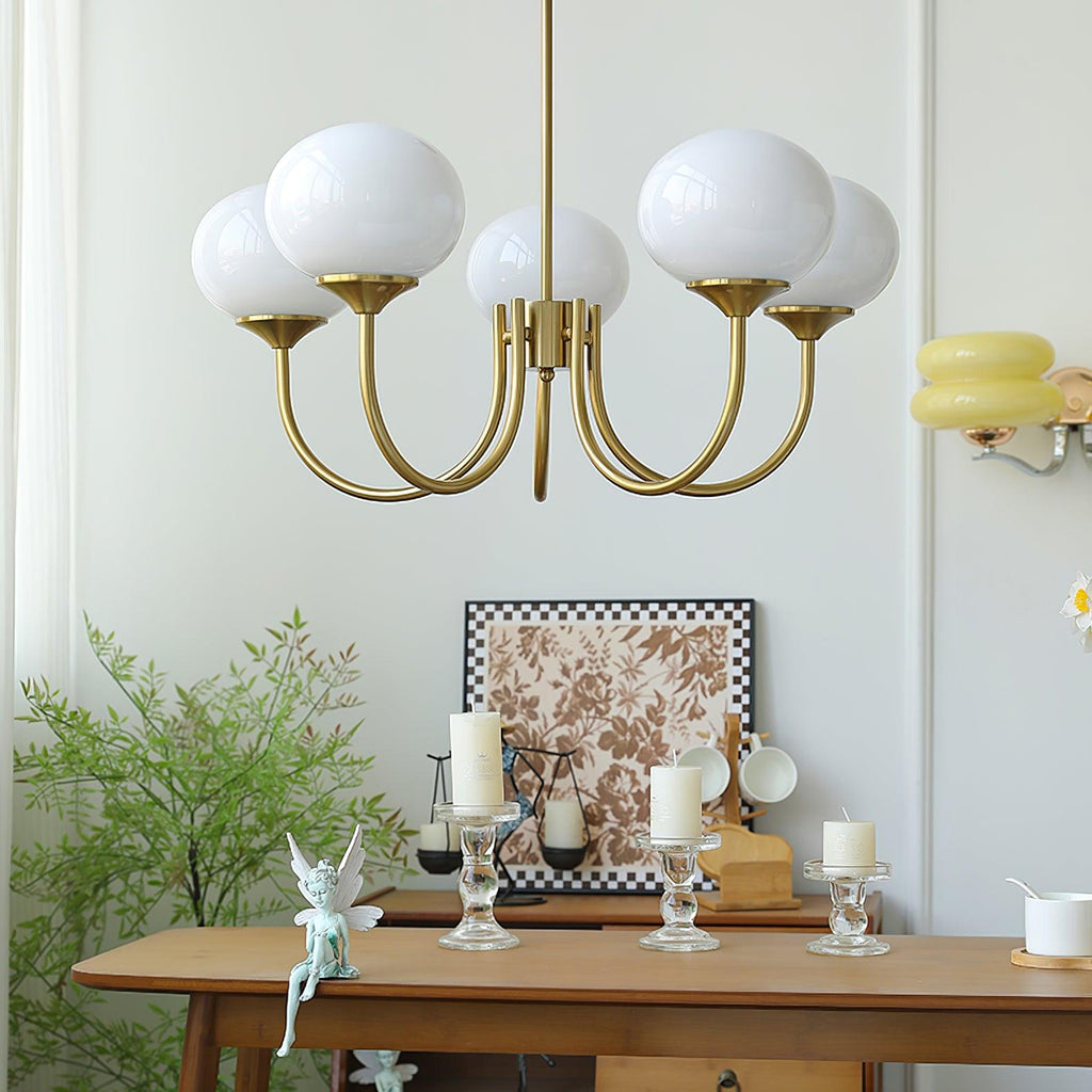 Aurevella | Lampadario Moderno Glam con Paralumi in Vetro Rosa per Spazi di Ristorazione e Camera da Letto