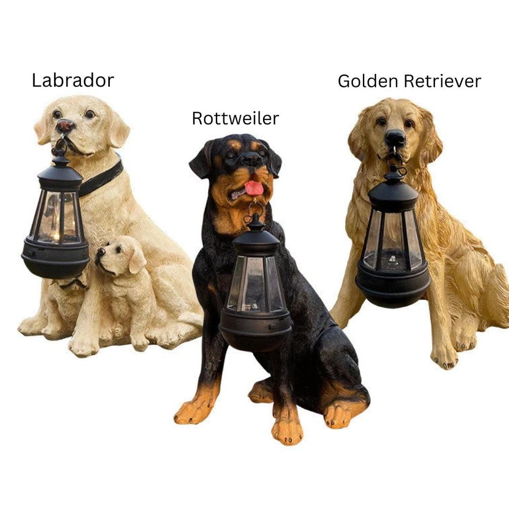 Statua di cane a energia solare con illuminazione LED - LumiPup