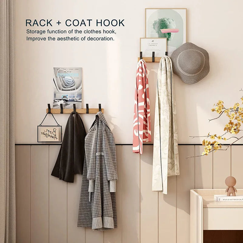Appendino da parete con ganci mobili – Design scandinavo in legno e metallo