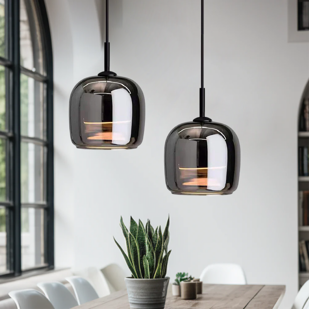 Lampada a sospensione in vetro nero nordico - Lampada moderna per isola cucina e sala da pranzo
