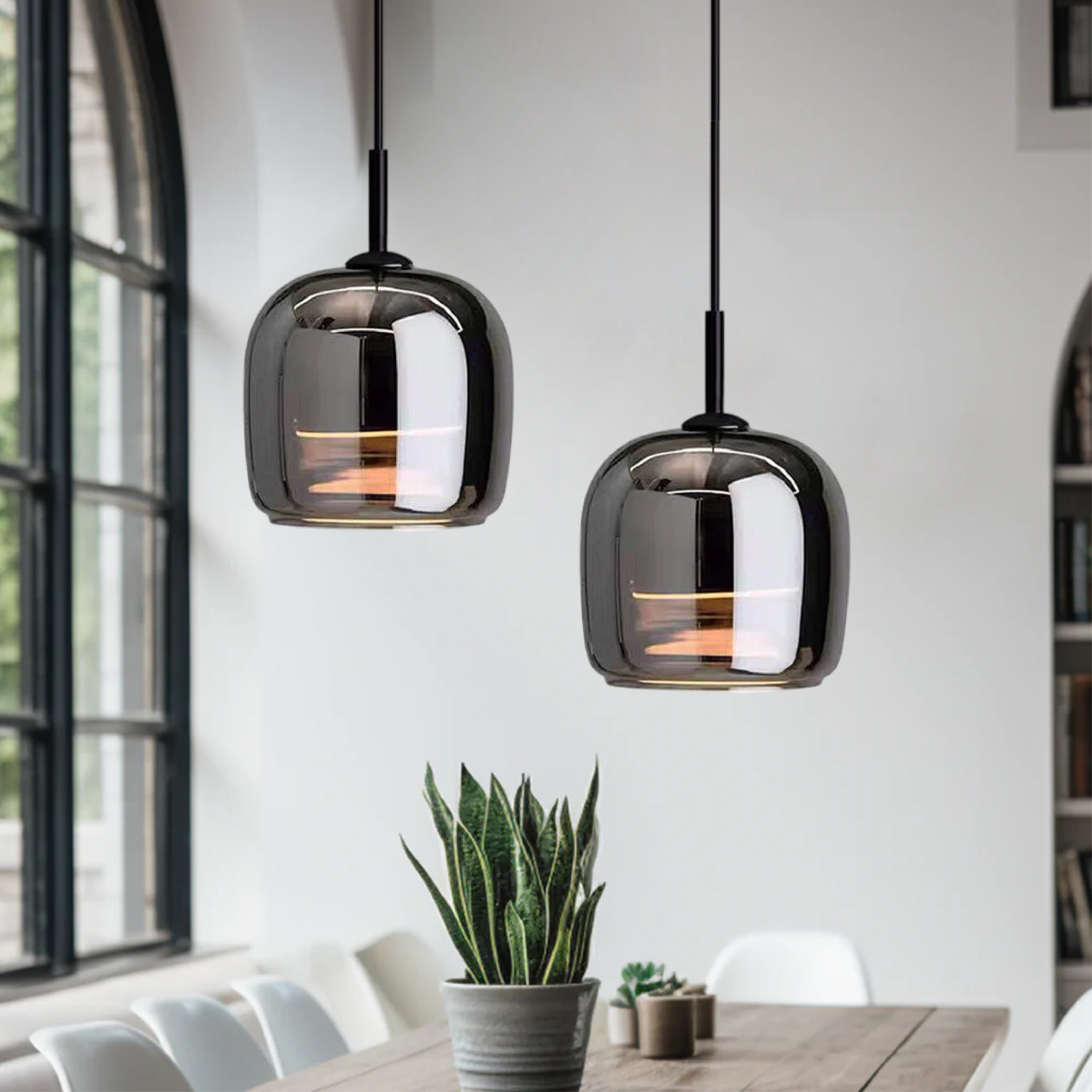 Lampada a sospensione in vetro nero nordico - Lampada moderna per isola cucina e sala da pranzo