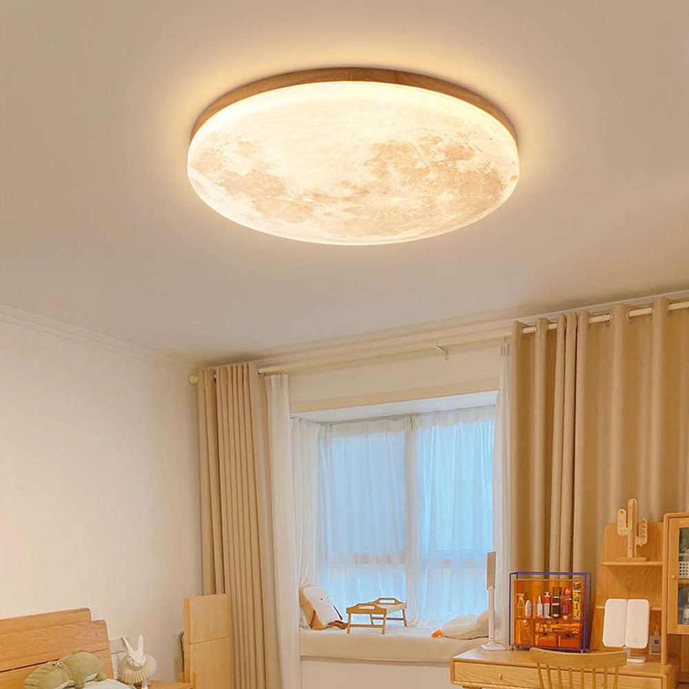 LunaGlow - Lampada da soffitto a forma di luna con illuminazione LED soffusa