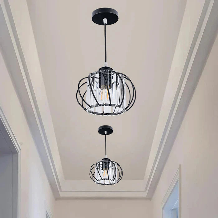 Lampada a sospensione nordica con vetro sferico – Design Nero