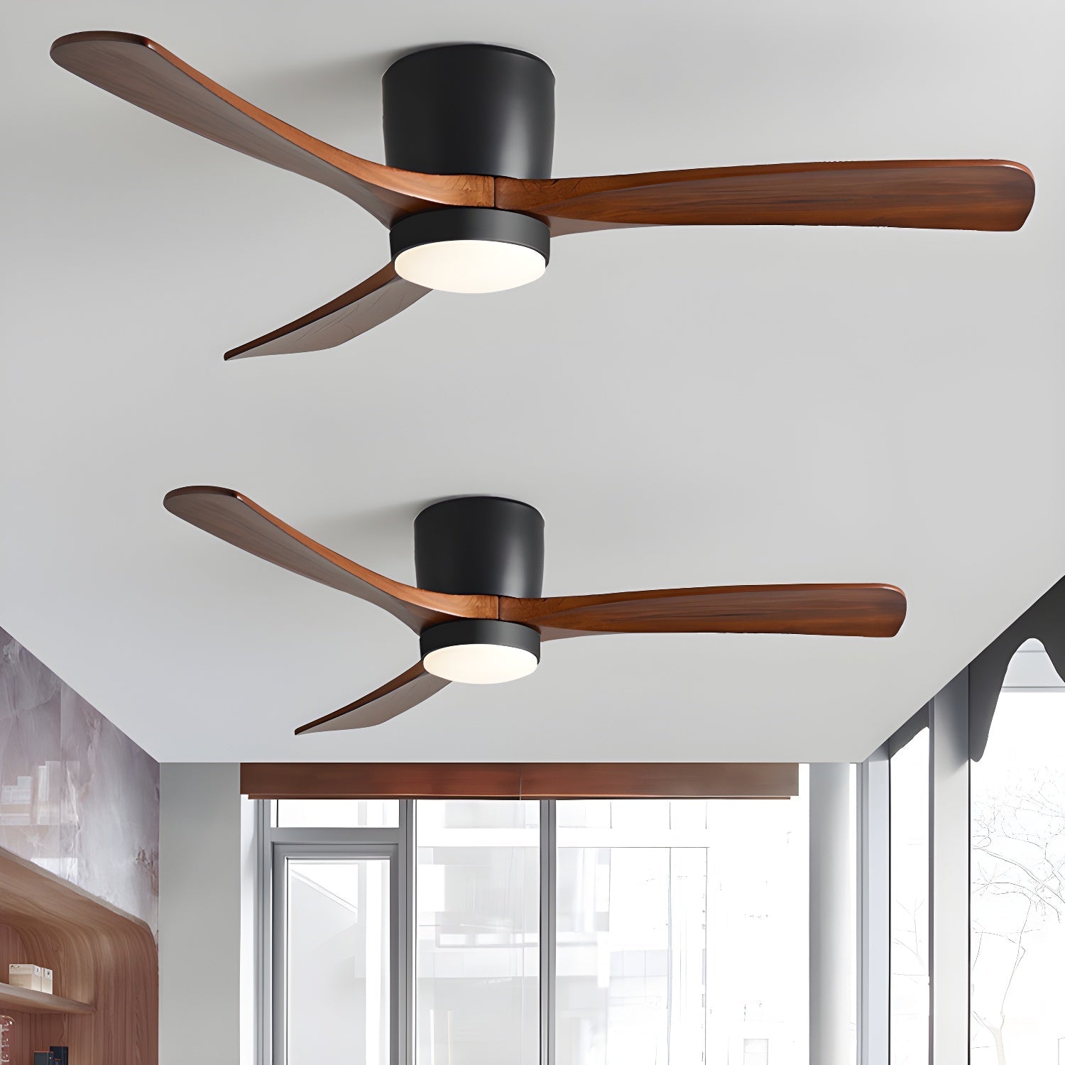 Arvienne | Ventilatore da soffitto in legno nordico con luce LED per camere moderne