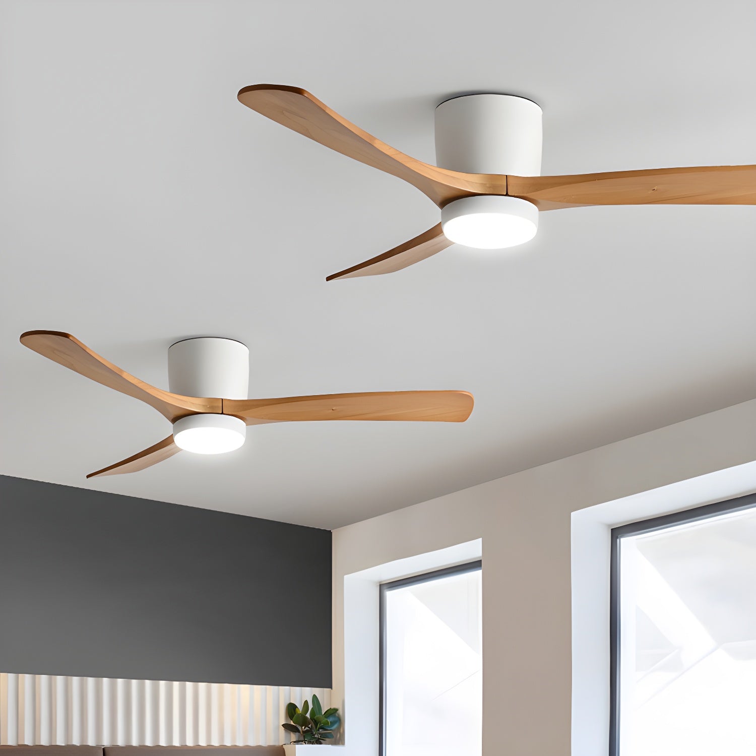 Arvienne | Ventilatore da soffitto in legno nordico con luce LED per camere moderne