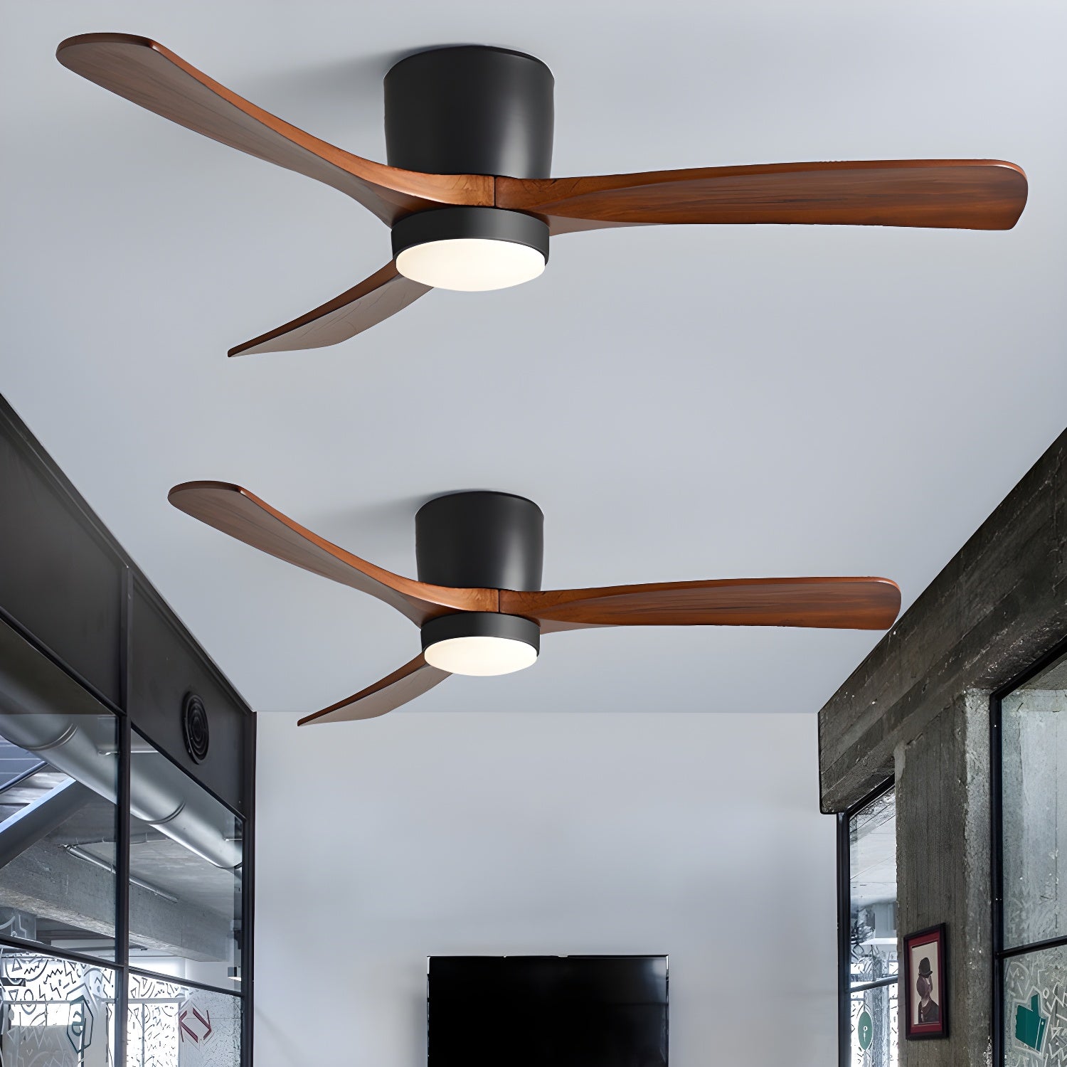 Arvienne | Ventilatore da soffitto in legno nordico con luce LED per camere moderne