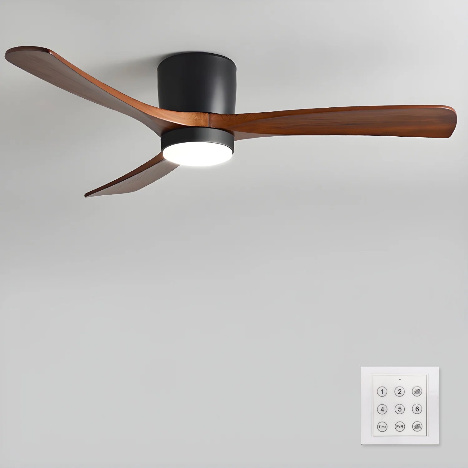Arvienne | Ventilatore da soffitto in legno nordico con luce LED per camere moderne