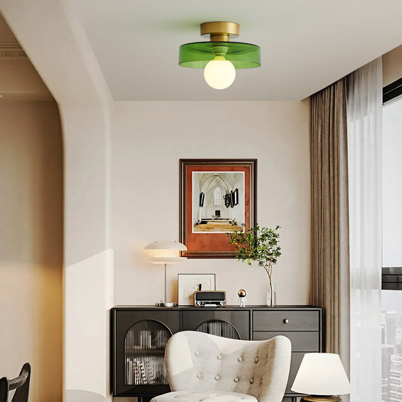 Lampada da soffitto in vetro Bauhaus con paralume rotondo