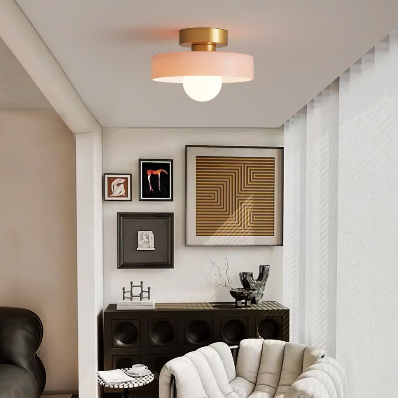Lampada da soffitto in vetro Bauhaus con paralume rotondo