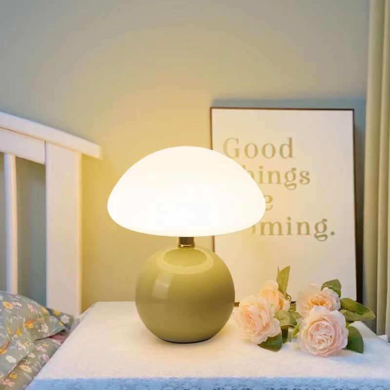 Lampada da tavolo in ceramica a forma di fungo francese - Illuminazione in stile vintage per arredamento domestico e soggiorno
