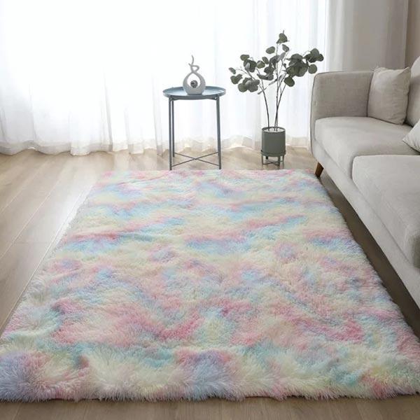 Tappeto in Peluche Arcobaleno Colorato