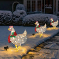 Decorazione da giardino illuminata a forma di pollo con sciarpa – acrilico e metallo resistenti, 20 LED bianchi caldi per uso interno ed esterno