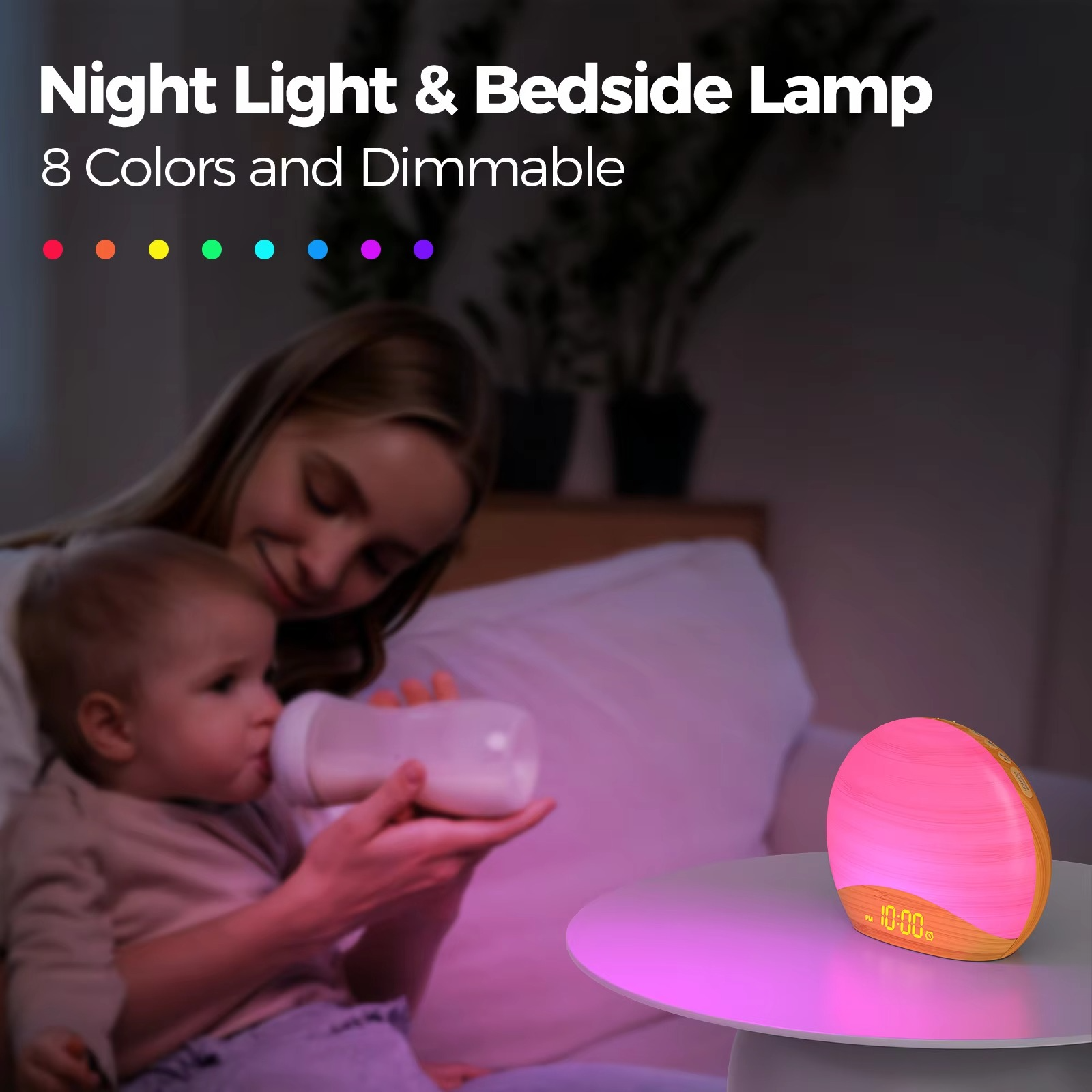 Skanto | Sveglia Luce del Mattino con 8 Colori, 26 Suoni del Sonno e Design in Legno