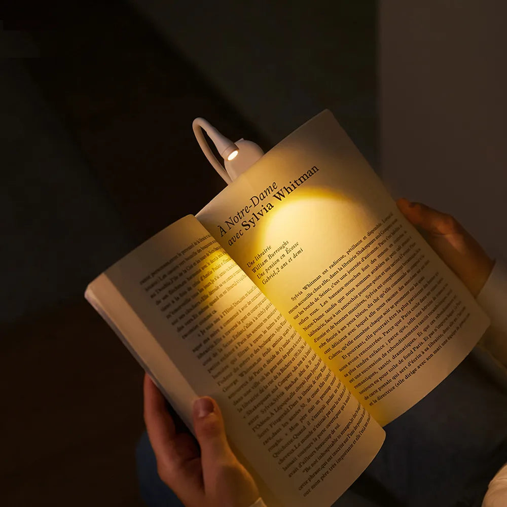 Mini Lampada da Libro - Luce Notturna Portatile con Clip e Ricarica USB, LED Dimmerabile per Camera da Letto, Protezione per Gli Occhi e Campeggio - Lampada da Libro con Clip Rotante a 360°