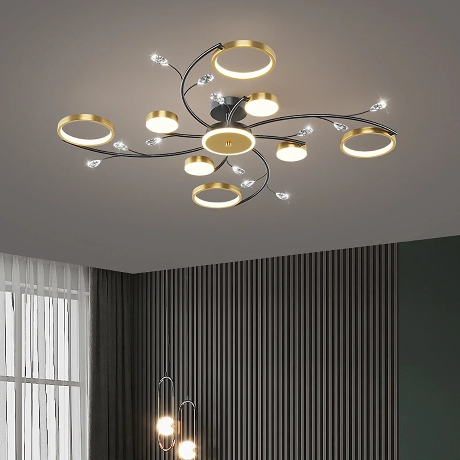 GlowDrape Lampada Pendente Dimmerabile | Design Moderno | Lampada LED con Intensità Luminosità Variabile | Perfetta per Soggiorno e Sala da Pranzo