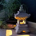 Luce da Giardino in Resina a Forma di Pagoda Alimentata a Energia Solare con Finitura in Pietra