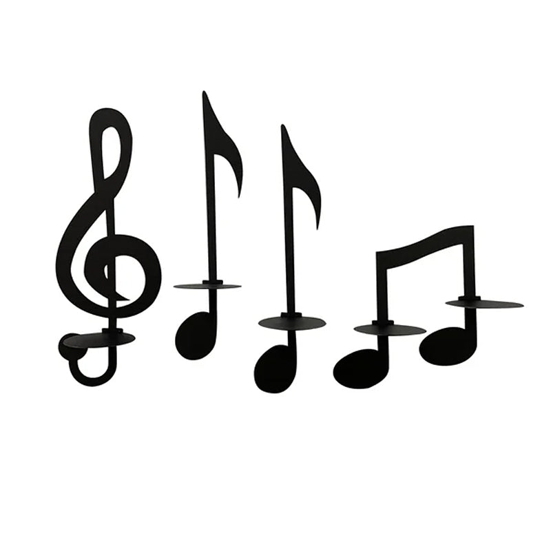Applique a forma di nota musicale nera | Porta candele da parete | Illuminazione a tealight | NotenFlair