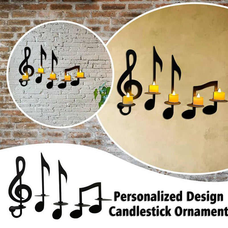 Applique a forma di nota musicale nera | Porta candele da parete | Illuminazione a tealight | NotenFlair