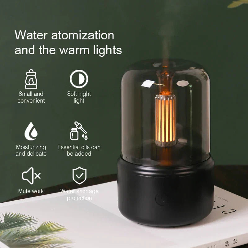 Diffusore di Aroma Retro con Luce Notturna - Umidificatore d'Aria a USB per Oli Essenziali per Casa e Ufficio