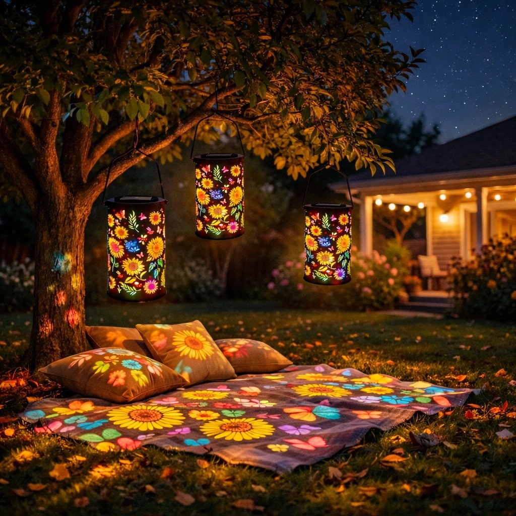 Lanterna da Giardino Solare | Motivo Fiori | Proiezione di Luce | GardenFlare