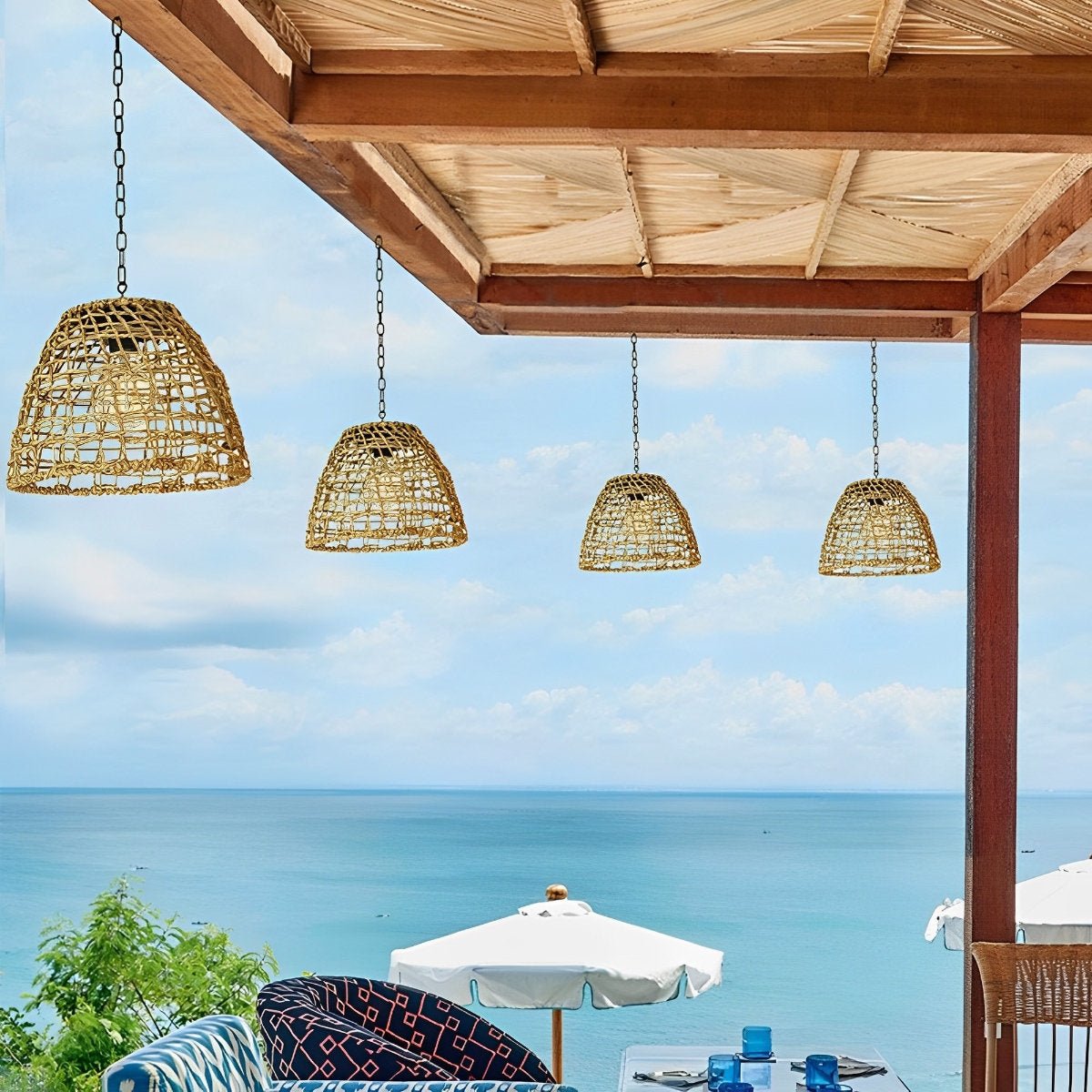 Lanterna a Campana Solare | Rattan Boho | Resistente alle Intemperie | NatureLume