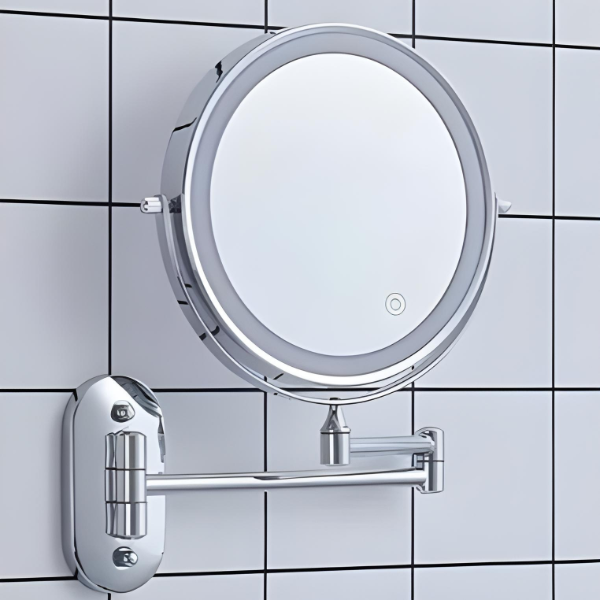 Specchio ingranditore a LED | Ricaricabile | Cosmetica & Bagno | Cromo argento