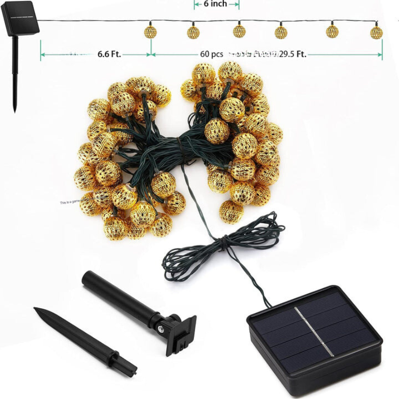 Skanto | Catene solari impermeabili marocchine, l 12 metri, 100 lampadine LED, l 8