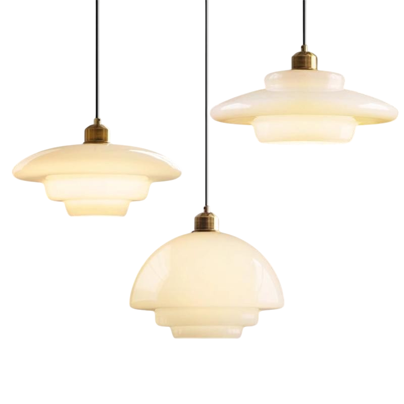 Lampada a Sospensione in Vetro Opalino Vintage
