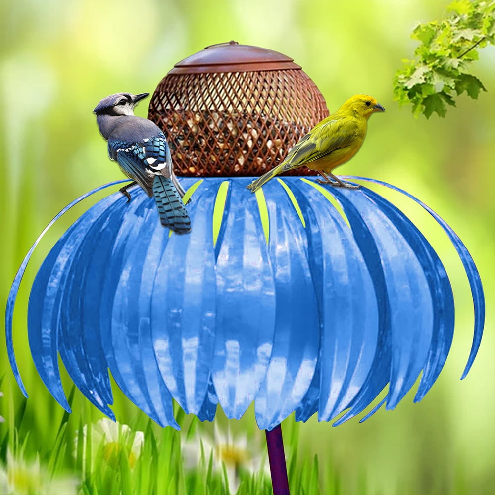 Distributore di cibo per uccelli | Design a fiori in metallo | Resistente alle intemperie | Wingbloom