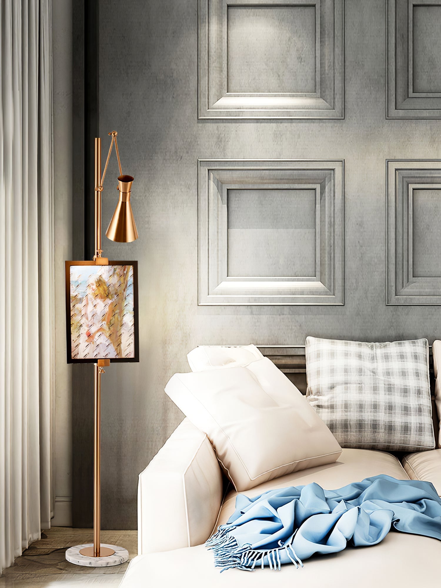 Seraya | Luce da pavimento per esposizione artistica con base in marmo per illuminazione interna elegante