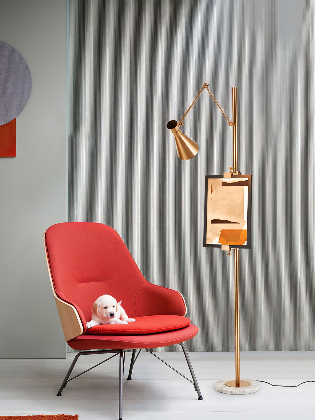Seraya | Luce da pavimento per esposizione artistica con base in marmo per illuminazione interna elegante