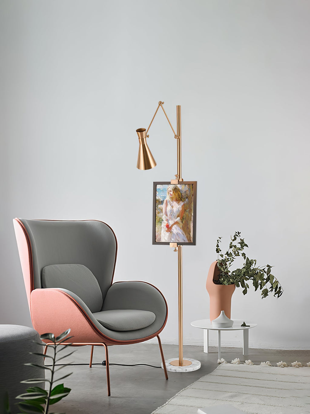 Seraya | Luce da pavimento per esposizione artistica con base in marmo per illuminazione interna elegante