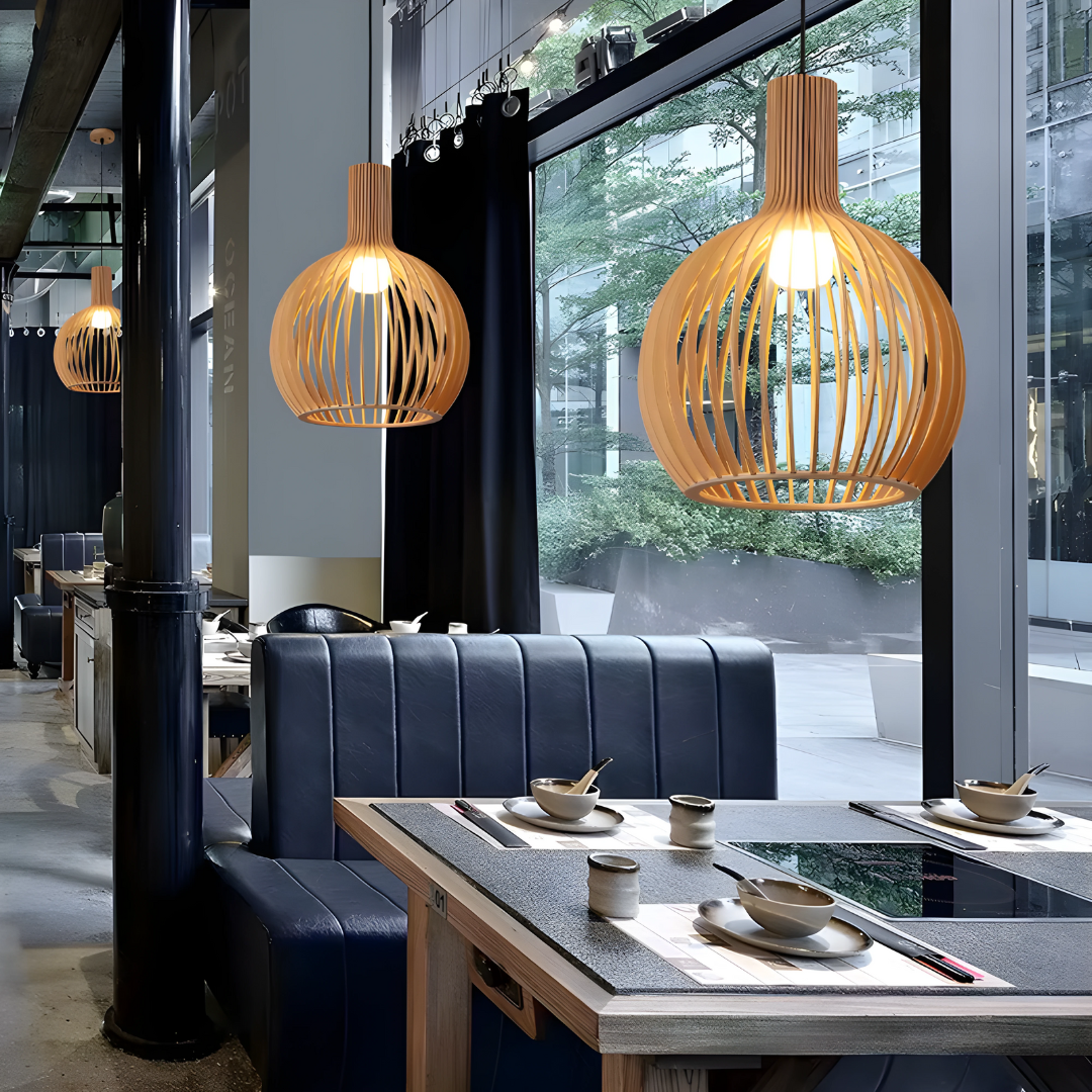 Skanto | elegante lampadario in bambù per interni moderni