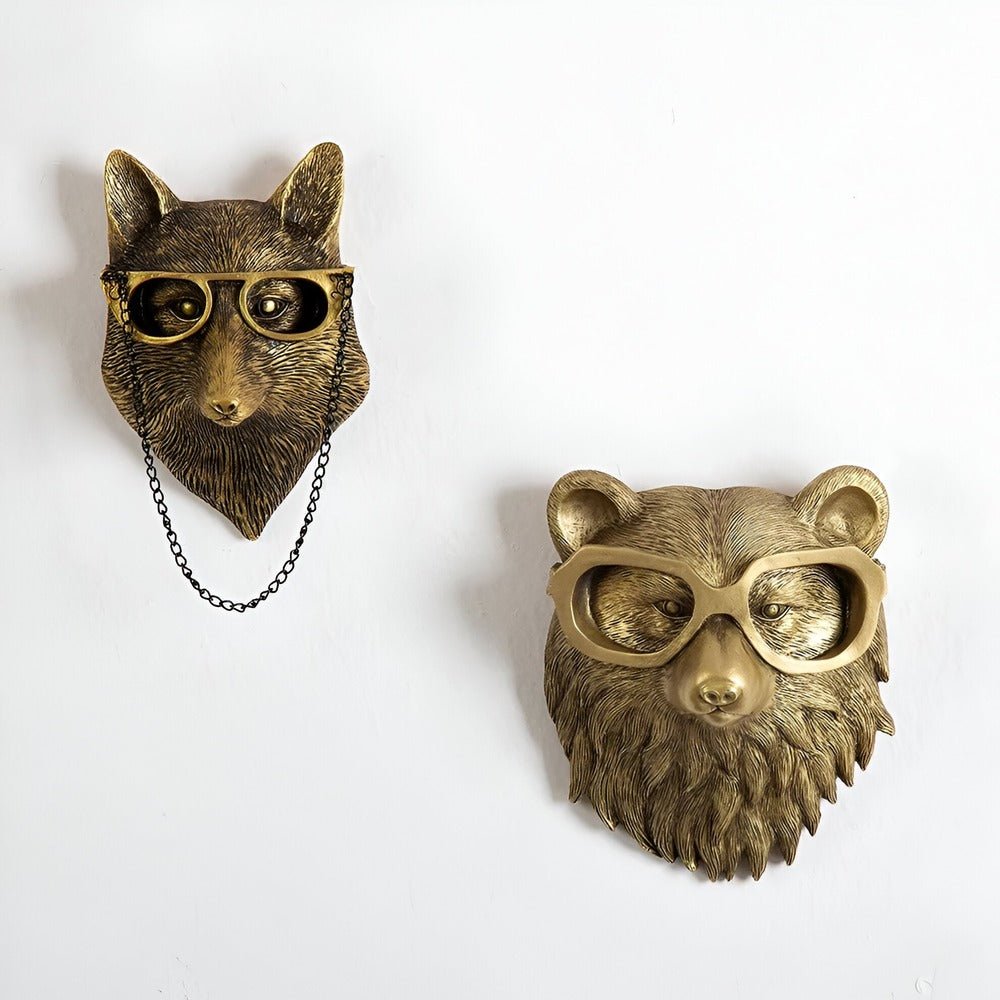 Velorien | Gancio da parete a forma di testa di animale in resina dorata disponibile in cinque design per ingresso, soggiorno e camera da letto