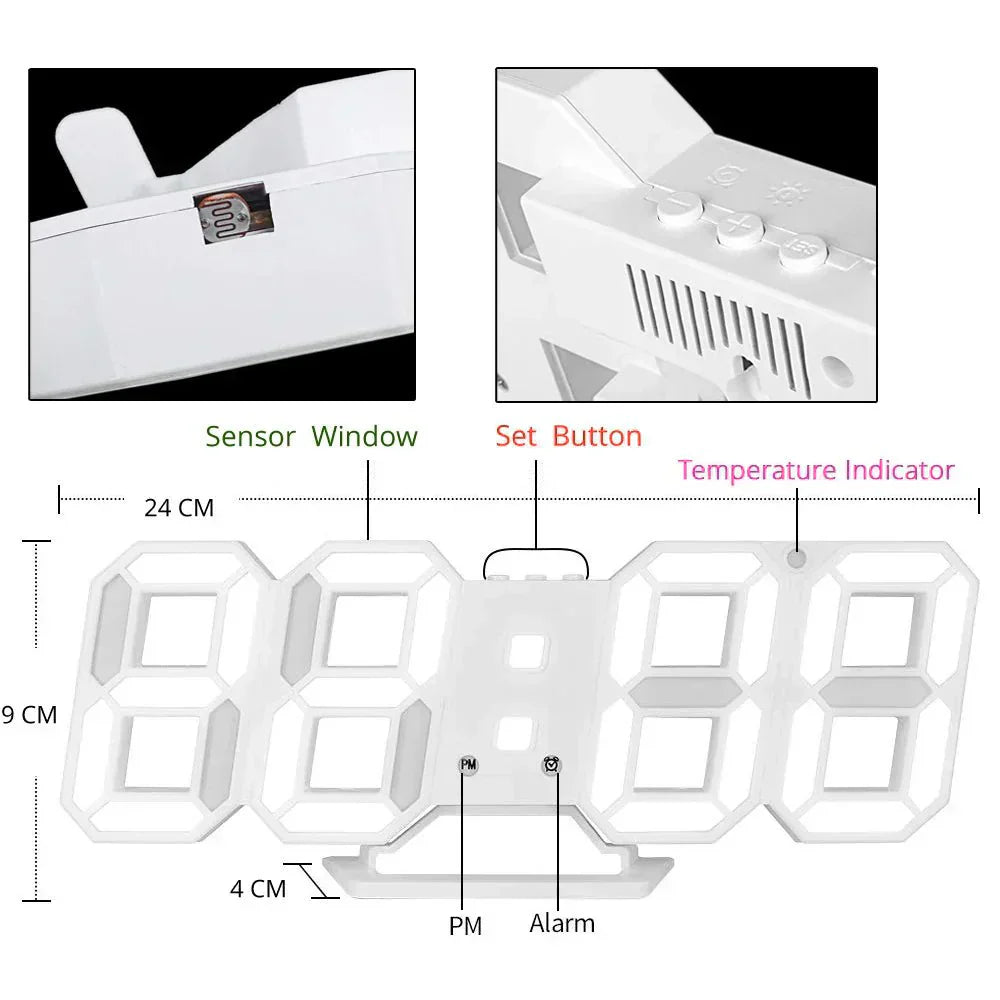 Orologio da Parete Digitale 3D LED – Design Moderno con Funzione Dimmer e Visibilità Ottimale