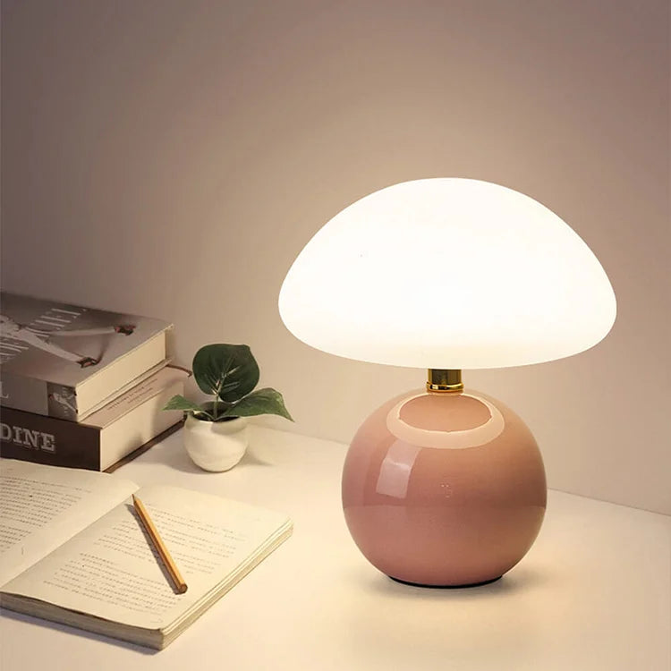 Lampada da tavolo in ceramica a forma di fungo francese - Illuminazione in stile vintage per arredamento domestico e soggiorno