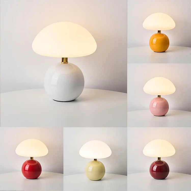 Lampada da tavolo in ceramica a forma di fungo francese - Illuminazione in stile vintage per arredamento domestico e soggiorno