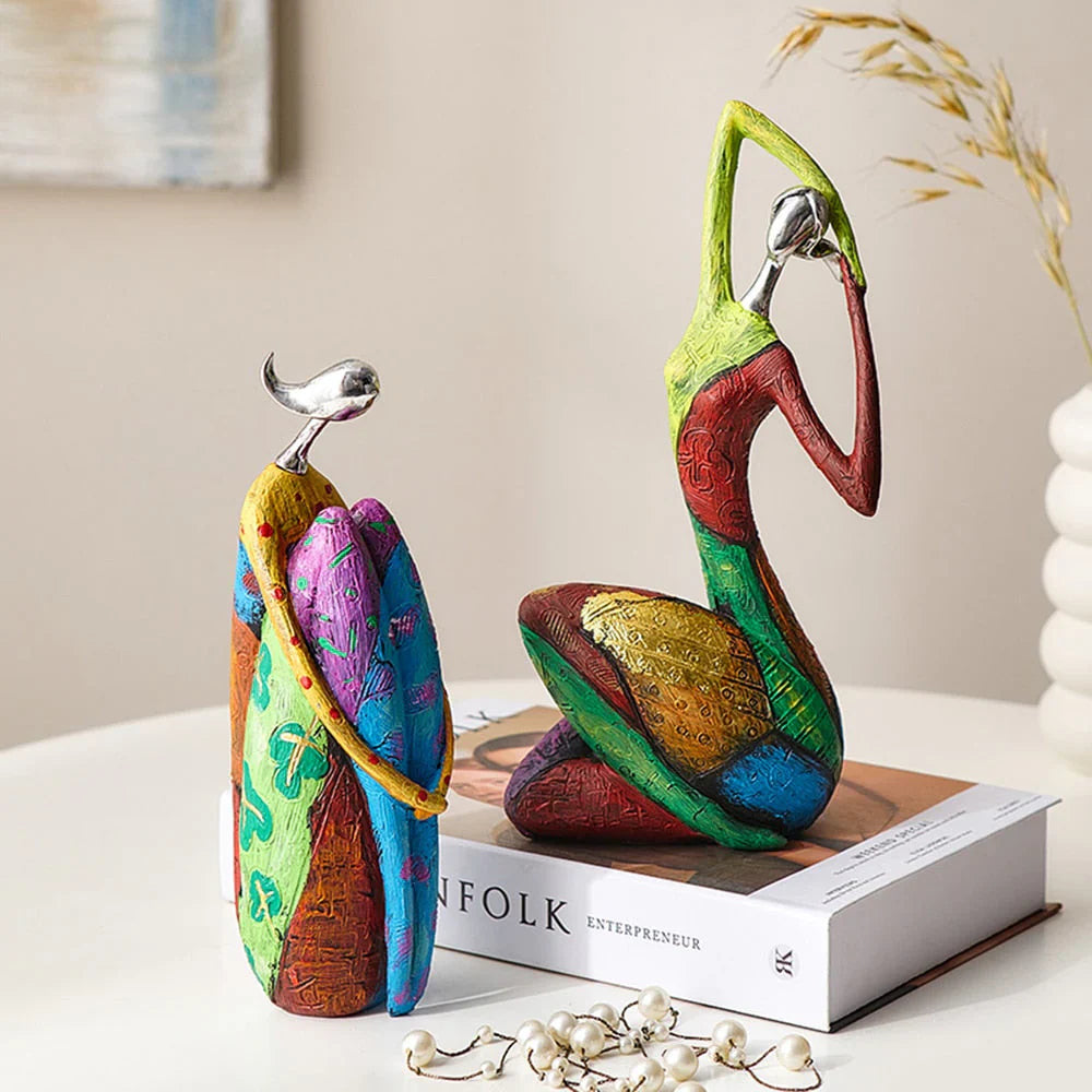 Scultura Astratta Femminile in Design Colorato - Opera d'Arte Fatta a Mano