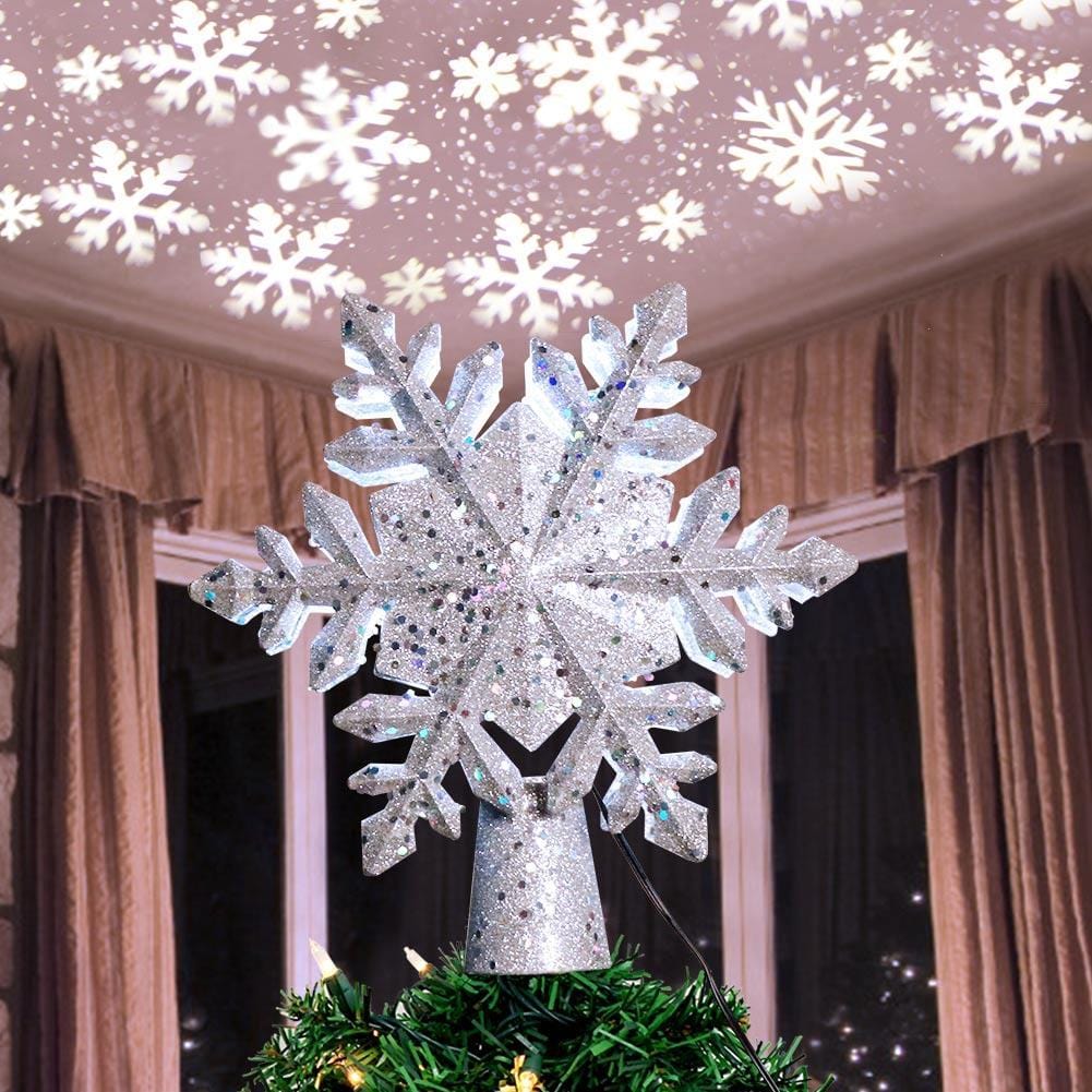 Skanto | LED Fiocco di Neve Punta per Albero di Natale | Luce Magica ed Effetto Rotante | PVC