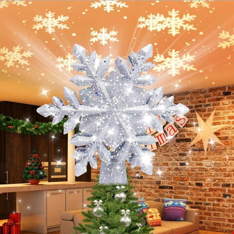 Skanto | LED Fiocco di Neve Punta per Albero di Natale | Luce Magica ed Effetto Rotante | PVC