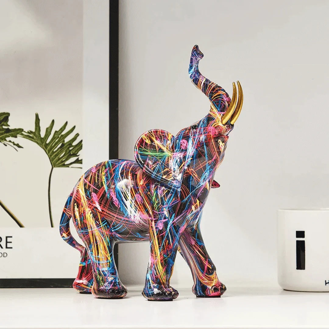 Statua Figurina Elefante in Resina Colorata Scultura d'Arte Moderna
