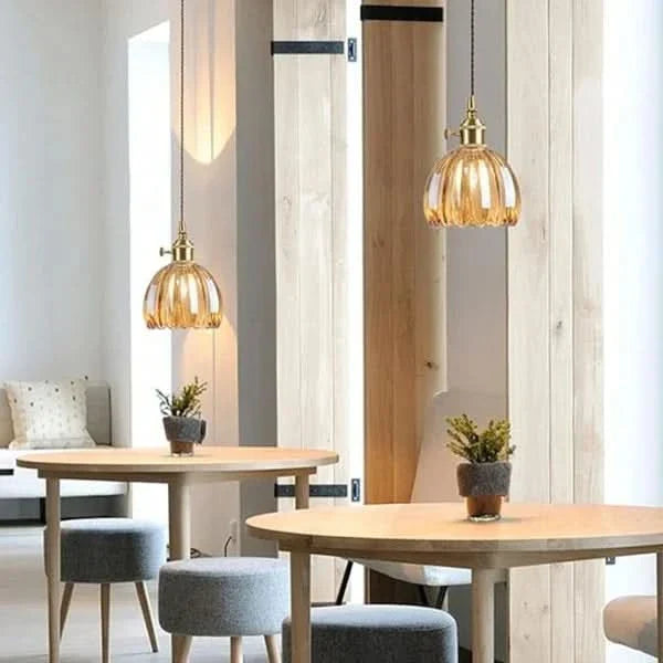 Lampada a sospensione in vetro a forma di fiore – Stile giapponese