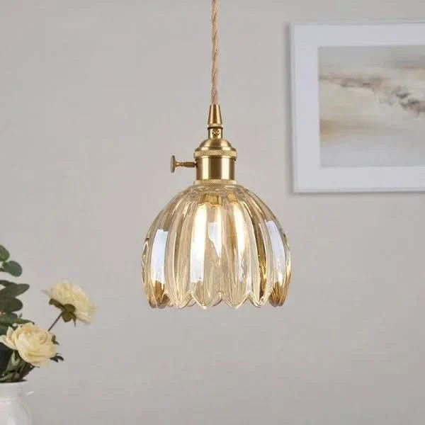 Lampada a sospensione in vetro a forma di fiore – Stile giapponese